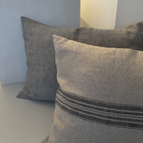 Coussin en lin - Rayures naturelles/noires (70x50cm)